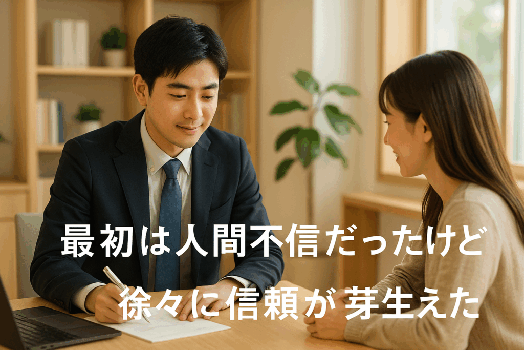 新しい職場で徐々に信頼関係を築き始めた日本人の若い男性と同僚たちの穏やかな交流の写真 